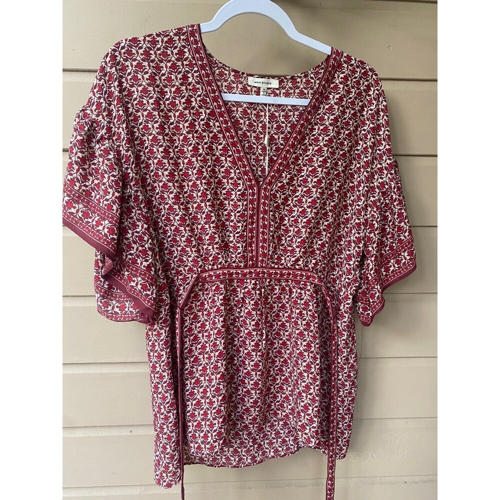 NWT max studio printed short sleeve blouse